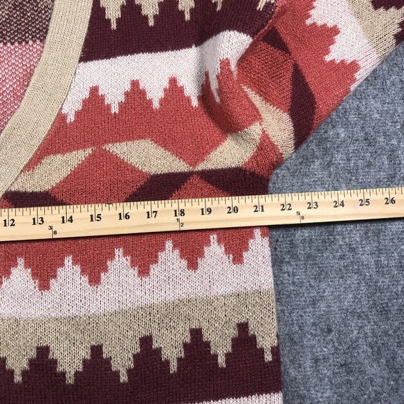 C&C California Cardigan Sweater Womens Medium Beige Multi Aztec Button Front - Picture 4 of 7